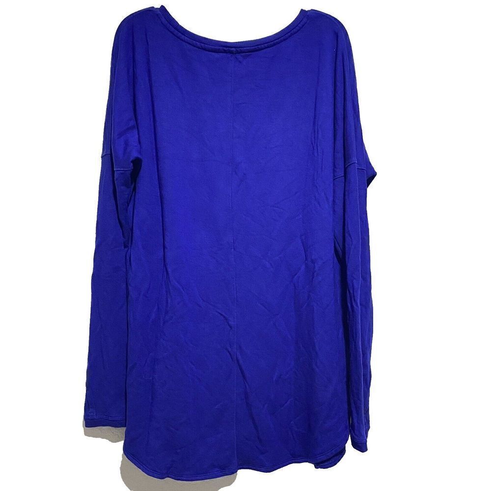 Athleta Women's Scoop Neck Sweater Long Sleeve Keyhole Thumbs Blue SMALL - Picture 2 of 6